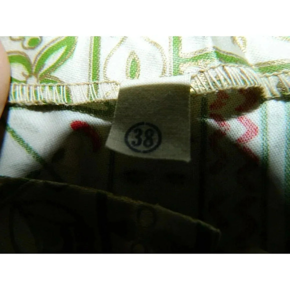 NWTs JOHN WOLF COTTONS Green Red Gold Tone Button Down Top Size 38 - Picture 4 of 4